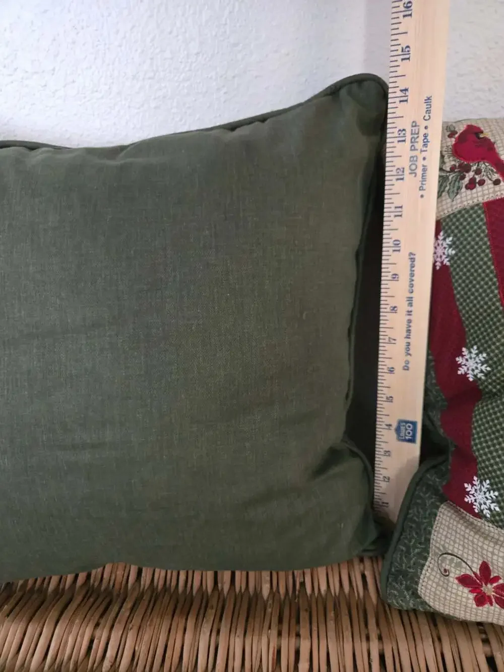 Christmas Poinsettia Cardinal Patchwork Throw Pillow 16 x 16